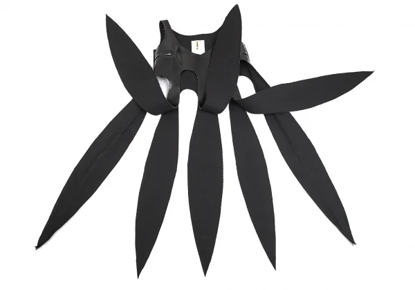 コムデギャルソンCOMME des GARCONS シンセティックレザーカッティングデザインワンピース 黒XS K-75601_008