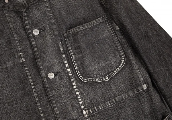 ワイズフォーメンY's for men スポテッドホースウォッシュドデニムカバーオール 黒3 K-75673_010