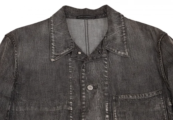 ワイズフォーメンY's for men スポテッドホースウォッシュドデニムカバーオール 黒3 K-75673_002