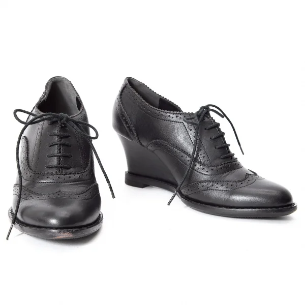 ヨウジヤマモト ファムYohji Yamamoto FEMME レザーハイヒールウイングチップシューズ 黒2 K-75704_001