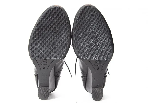 ヨウジヤマモト ファムYohji Yamamoto FEMME レザーハイヒールウイングチップシューズ 黒2 K-75704_012