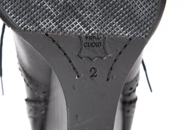 ヨウジヤマモト ファムYohji Yamamoto FEMME レザーハイヒールウイングチップシューズ 黒2 K-75704_013