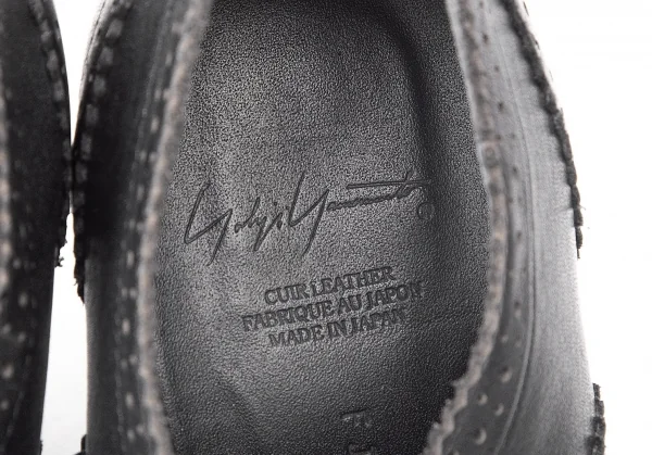 ヨウジヤマモト ファムYohji Yamamoto FEMME レザーハイヒールウイングチップシューズ 黒2 K-75704_016