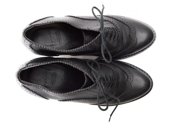 ヨウジヤマモト ファムYohji Yamamoto FEMME レザーハイヒールウイングチップシューズ 黒2 K-75704_002