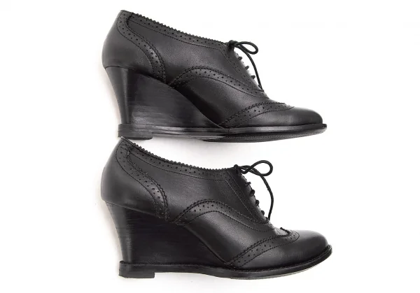 ヨウジヤマモト ファムYohji Yamamoto FEMME レザーハイヒールウイングチップシューズ 黒2 K-75704_003