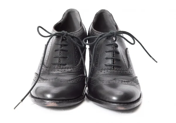 ヨウジヤマモト ファムYohji Yamamoto FEMME レザーハイヒールウイングチップシューズ 黒2 K-75704_004