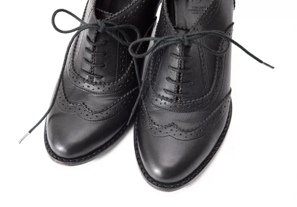 ヨウジヤマモト ファムYohji Yamamoto FEMME レザーハイヒールウイングチップシューズ 黒2 K-75704_006