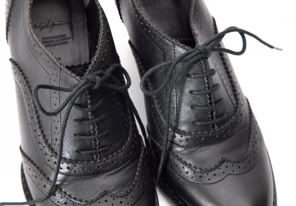 ヨウジヤマモト ファムYohji Yamamoto FEMME レザーハイヒールウイングチップシューズ 黒2 K-75704_007