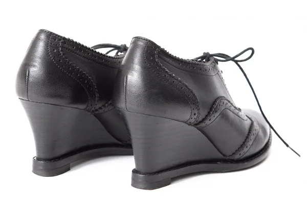 ヨウジヤマモト ファムYohji Yamamoto FEMME レザーハイヒールウイングチップシューズ 黒2 K-75704_008