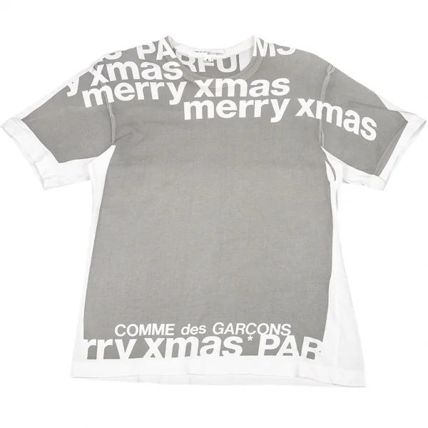 コムデギャルソン パルファムCOMME des GARCONS PARFUM 製品プリントクリスマスTシャツ グレー白S K-75741_001