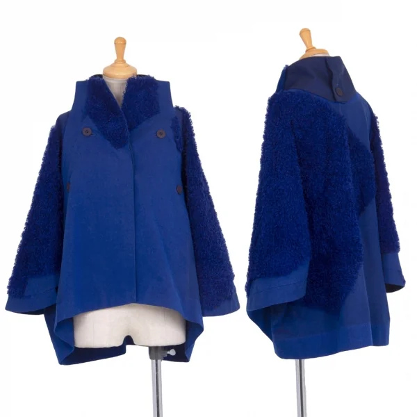 132 5. イッセイミヤケ 132 5. ISSEY MIYAKE ボア装飾ドルマンスリーブデザインジャケット 青3 K-75756_001