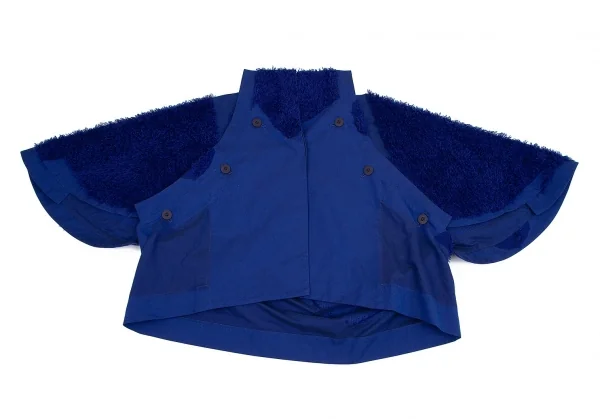132 5. イッセイミヤケ 132 5. ISSEY MIYAKE ボア装飾ドルマンスリーブデザインジャケット 青3 K-75756_002