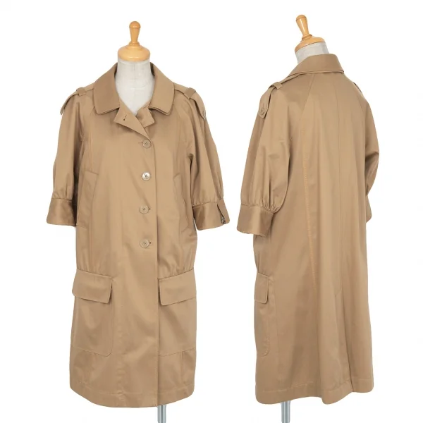 ドルチェ&ガッバーナDOLCE&GABBANA コットンレイヤーカラー半袖ハーフスプリングコート ベージュ38 K-75836_001