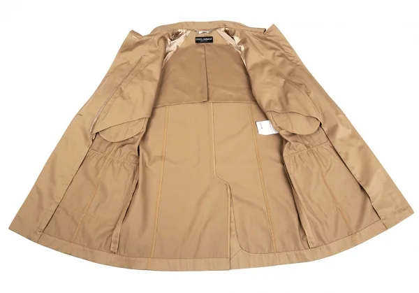 ドルチェ&ガッバーナDOLCE&GABBANA コットンレイヤーカラー半袖ハーフスプリングコート ベージュ38 K-75836_015