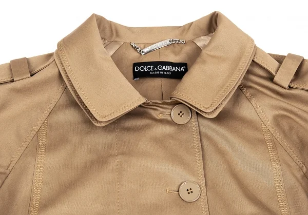 ドルチェ&ガッバーナDOLCE&GABBANA コットンレイヤーカラー半袖ハーフスプリングコート ベージュ38 K-75836_006