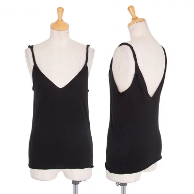 グッチGUCCI アンゴラ混ウールねじれストラップキャミソール 黒