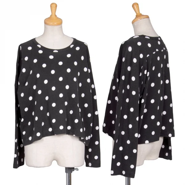 コムコム コムデギャルソンCOMME des GARCONS ネップドットオフショルダーカットソー 黒白S K-75968_001