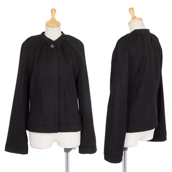 ベルンハルトウィルヘルム Bernhard Willhelm シャドーストライプギャザーネックラグランジャケット 黒34 K-76022_001
