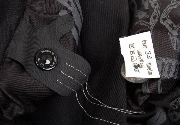 ベルンハルトウィルヘルム Bernhard Willhelm シャドーストライプギャザーネックラグランジャケット 黒34 K-76022_016