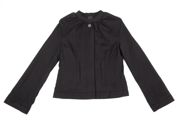 ベルンハルトウィルヘルム Bernhard Willhelm シャドーストライプギャザーネックラグランジャケット 黒34 K-76022_002