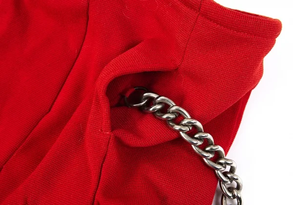 コムコム コムデギャルソンCOMME des GARCONS エステル製品染めバックチェーン装飾プリーツキュロットパンツ 赤SS K-76043_013