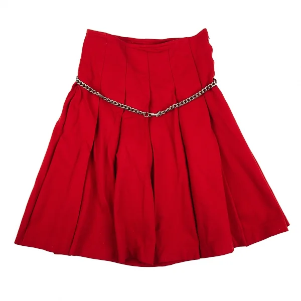 コムコム コムデギャルソンCOMME des GARCONS エステル製品染めバックチェーン装飾プリーツキュロットパンツ 赤SS K-76043_002