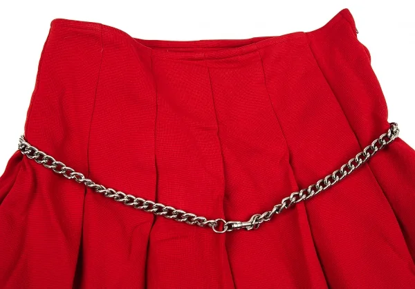 コムコム コムデギャルソンCOMME des GARCONS エステル製品染めバックチェーン装飾プリーツキュロットパンツ 赤SS K-76043_003