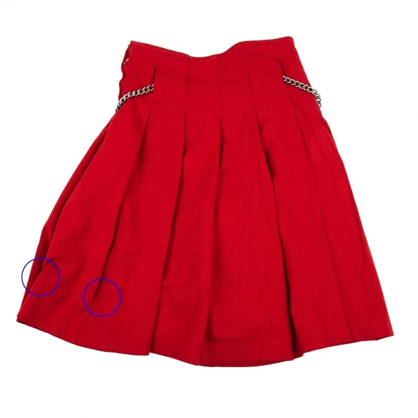 コムコム コムデギャルソンCOMME des GARCONS エステル製品染めバックチェーン装飾プリーツキュロットパンツ 赤SS K-76043_009