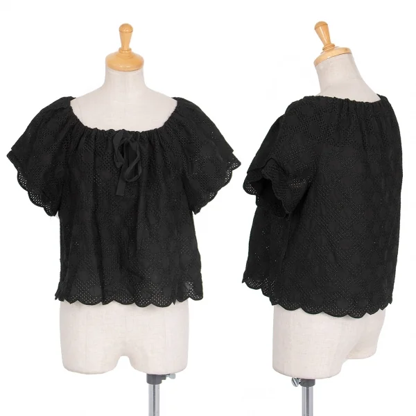 トリココムデギャルソンtricot COMME des GARCONS ドットエンブロイダリーレースチュニックブラウス 黒S K-76050_001