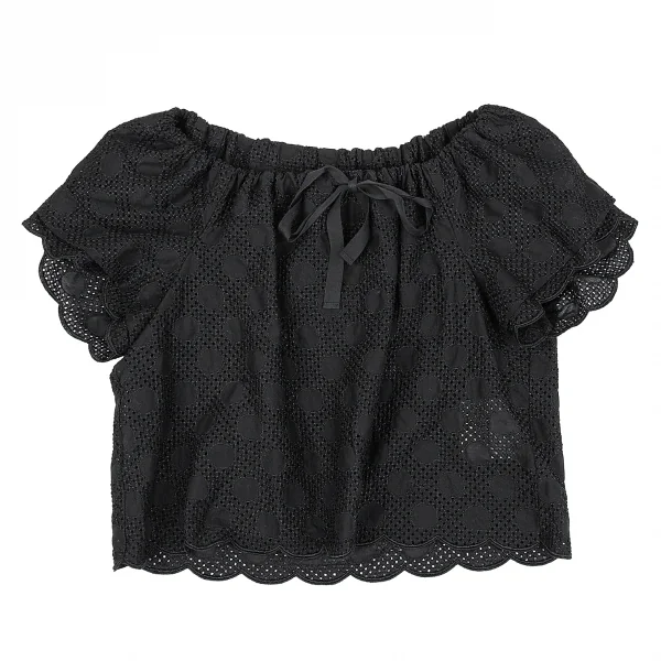 トリココムデギャルソンtricot COMME des GARCONS ドットエンブロイダリーレースチュニックブラウス 黒S K-76050_002