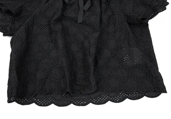 トリココムデギャルソンtricot COMME des GARCONS ドットエンブロイダリーレースチュニックブラウス 黒S K-76050_005