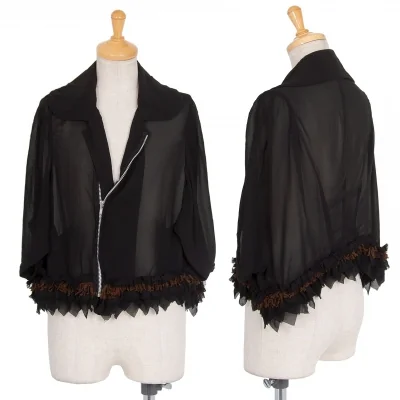 コムデギャルソンCOMME des GARCONS シースルー裾フリルジップアップドルマンジャケット