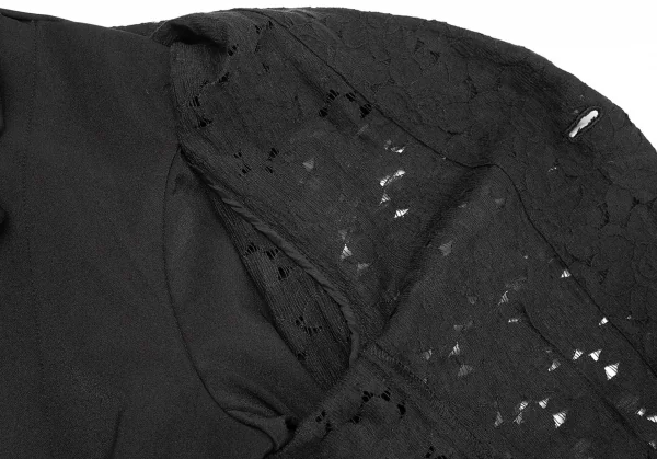 コムデギャルソンCOMME des GARCONS ストレッチレイヤードエンブロイダリーレースジャケット 黒S位 K-76102_011