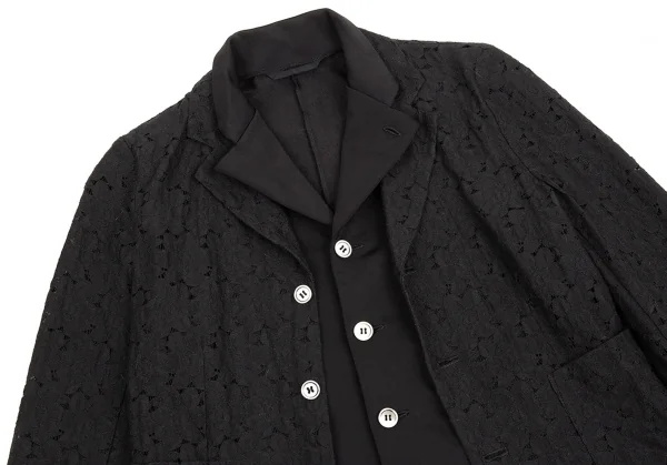 コムデギャルソンCOMME des GARCONS ストレッチレイヤードエンブロイダリーレースジャケット 黒S位 K-76102_003