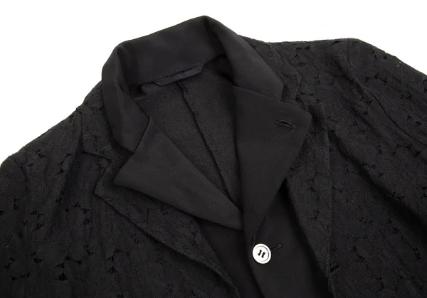 コムデギャルソンCOMME des GARCONS ストレッチレイヤードエンブロイダリーレースジャケット 黒S位 K-76102_004