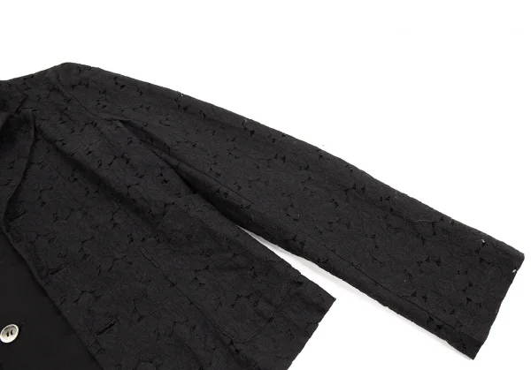 コムデギャルソンCOMME des GARCONS ストレッチレイヤードエンブロイダリーレースジャケット 黒S位 K-76102_006