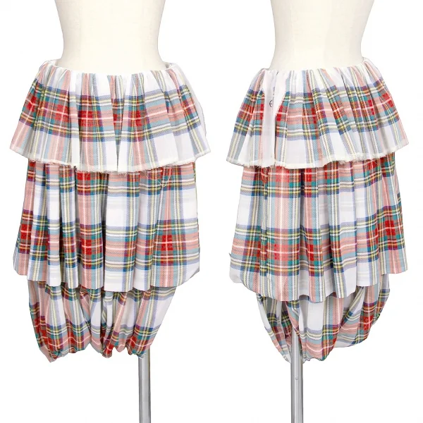 コムデギャルソンCOMME des GARCONS シースルータータンチェックティアード変形パンツ