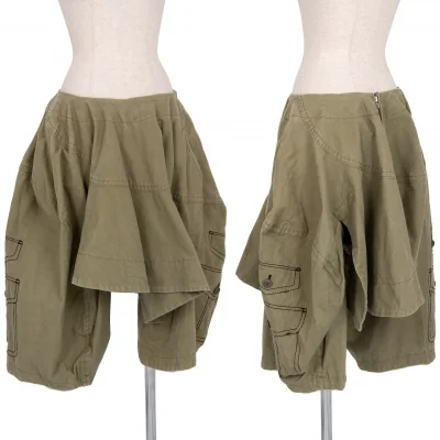 コムデギャルソンCOMME des GARCONS ポケットだまし絵ステッチ変形スカートパンツ モカ