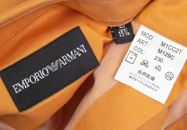 エンポリオアルマーニEMPORIO ARMANI 長袖コットンドレスシャツ オレンジ40 K-76221_011