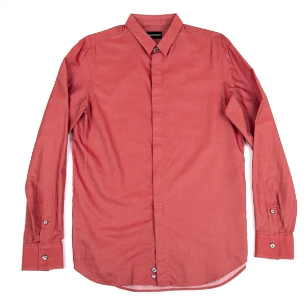 エンポリオアルマーニEMPORIO ARMANI 長袖コットンドレスシャツ エンジ40 K-76222_001