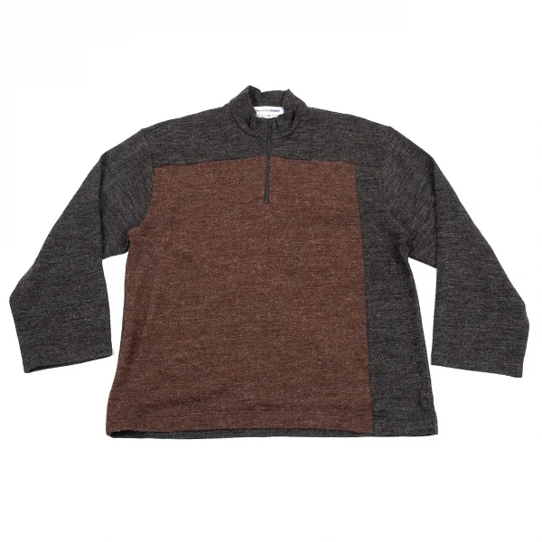 コムデギャルソン シャツCOMME des GARCONS SHIRT 切替ハイネックプルオーバー 茶杢チャコールM K-76246_001