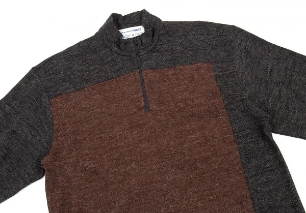 コムデギャルソン シャツCOMME des GARCONS SHIRT 切替ハイネックプルオーバー 茶杢チャコールM K-76246_002
