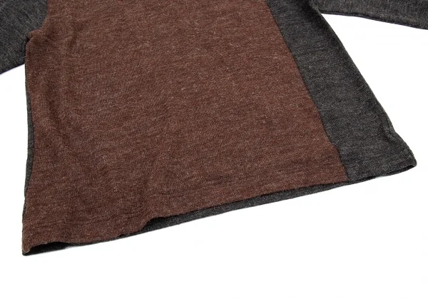 コムデギャルソン シャツCOMME des GARCONS SHIRT 切替ハイネックプルオーバー 茶杢チャコールM K-76246_007