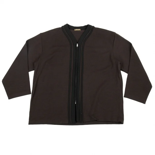 ワイズフォーメンY’s for men パイピングデザインジップウールカーディガン チャコール黒M位 K-76249_001