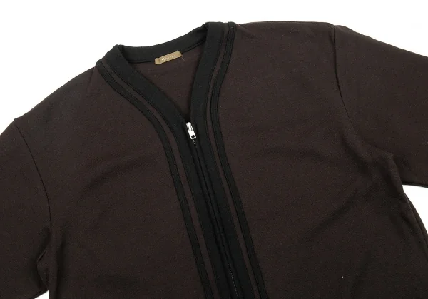 ワイズフォーメンY’s for men パイピングデザインジップウールカーディガン チャコール黒M位 K-76249_002