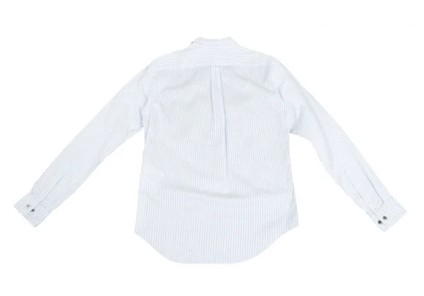 コムデギャルソン オムドゥCOMME des GARCONS HOMME DEUX フロントチェック切替ストライプシャツ 白水色紺XS K-76279_011