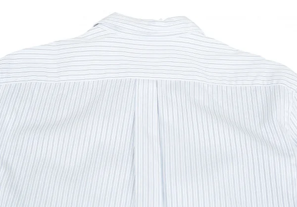 コムデギャルソン オムドゥCOMME des GARCONS HOMME DEUX フロントチェック切替ストライプシャツ 白水色紺XS K-76279_012