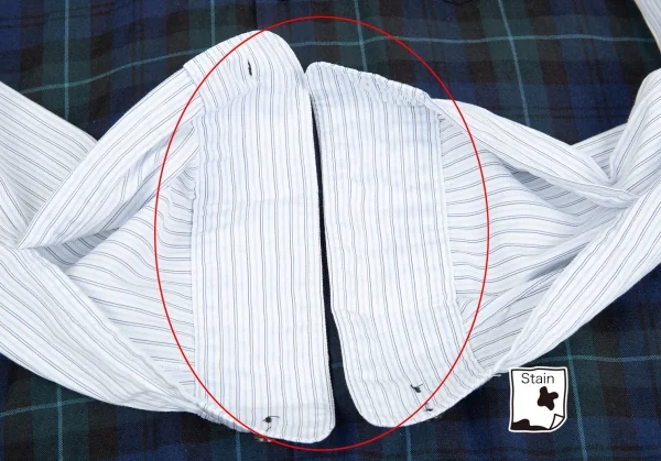 コムデギャルソン オムドゥCOMME des GARCONS HOMME DEUX フロントチェック切替ストライプシャツ 白水色紺XS K-76279_008