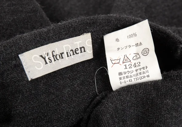 ワイズフォーメンY's for men SHIRTS ウールダイヤチェック切替デザインニットカットソー チャコール他M位 K-76316_011
