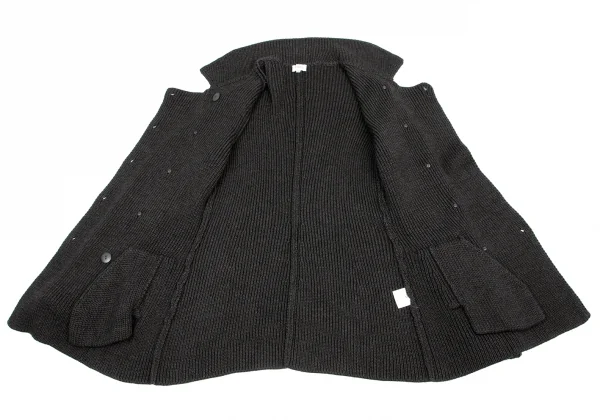 フォクシーブティックFOXEY BOUTIQUE ウールローゲージリブニットピーコート チャコール40 K-76317_012